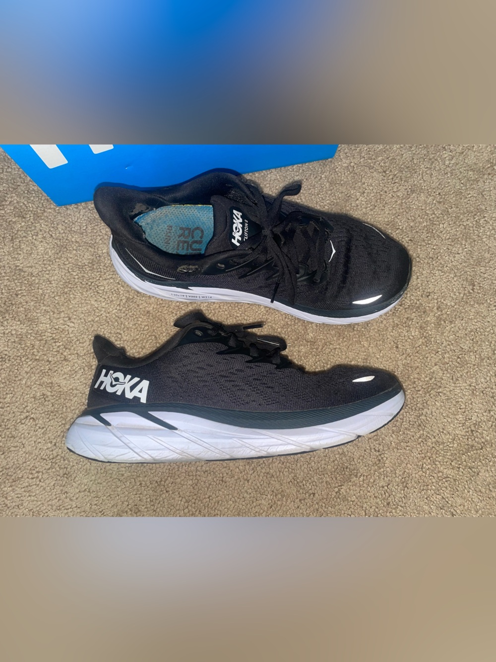 Hoka womens Black and White Athletic Running Shoes
